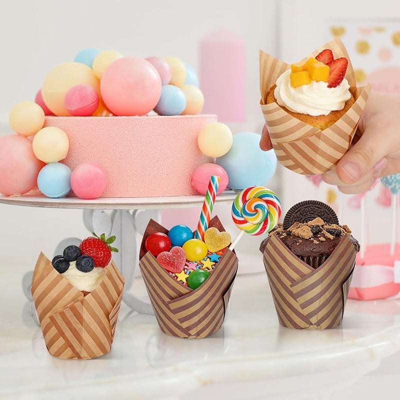 Artibetter 200pcs Large Tulip Baking Cups Greaseproof Muffin Liners for Parties - Image 4